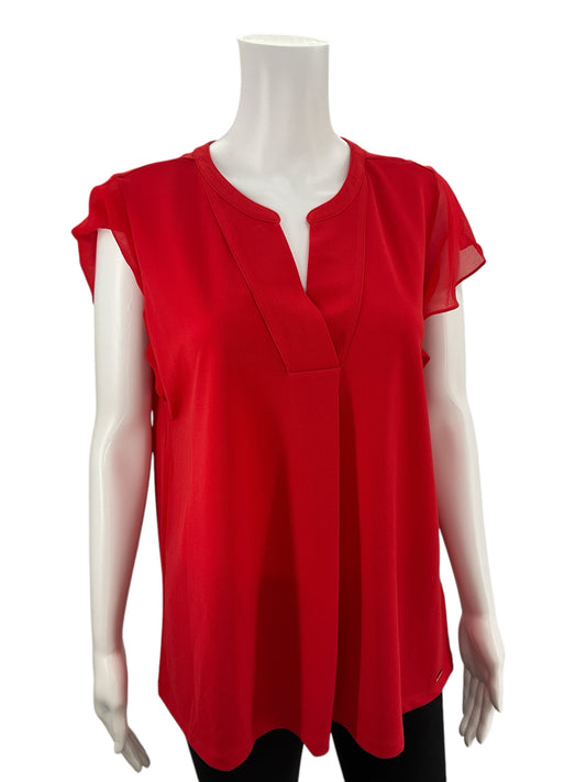 Calvin Klein Red Solid Top Size Medium