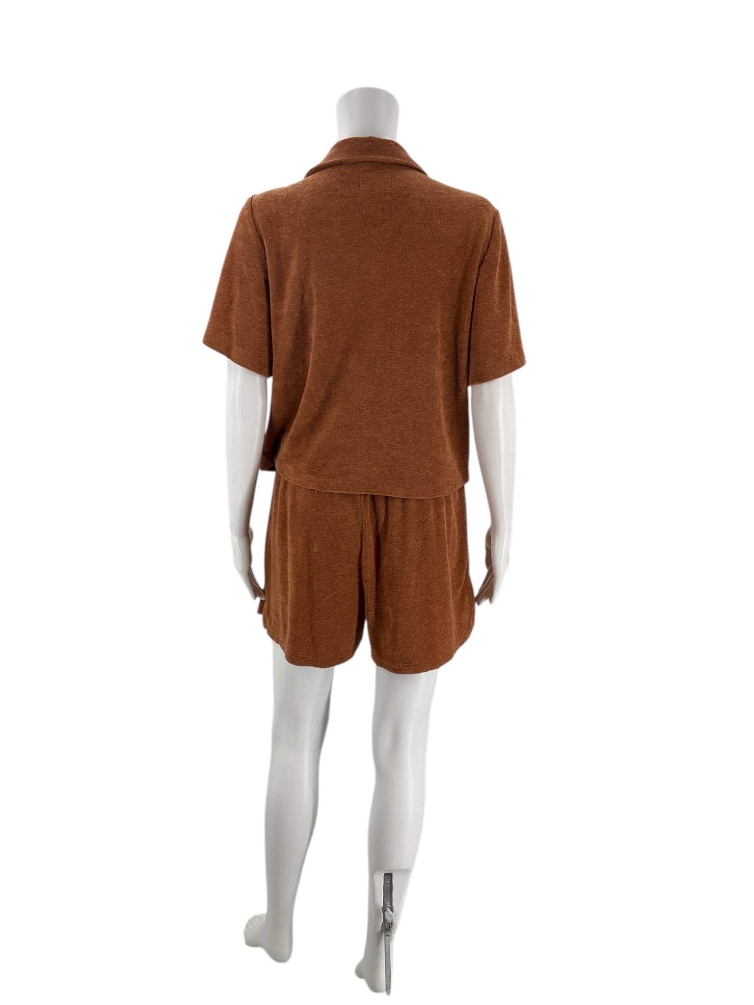 Back view of Marine Layer Rust 2 Piece Set Size Medium showing relaxed fit and soft fabric texture, perfect for everyday comfort.