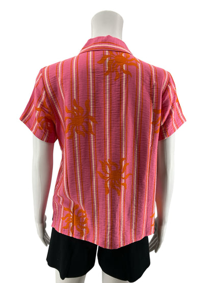 cabi Solstice Top Sun Print Button Up Camp Shirt Size Small