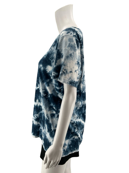 Lauren Ralph Lauren Tie-Dye Graphic Logo T-Shirt Size XL Blue White
