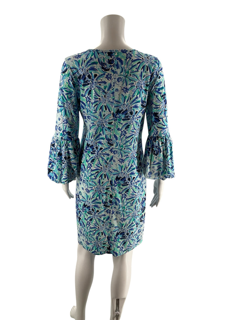 Lilly Pulitzer white/blue Floral Pre-Owned Ladies Dress - Size Small