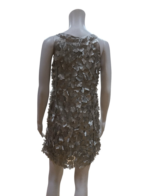 Biscotti Collezioni 3D Floral Applique Cocktail Dress Silver Size Medium