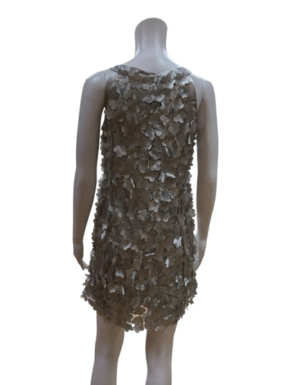 Biscotti Collezioni 3D Floral Applique Cocktail Dress Silver Size Medium