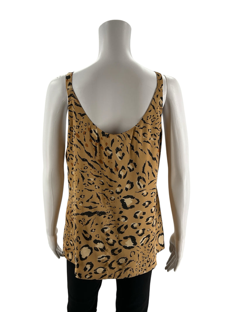 White House Black Market Tan/Black Animal Pre-Owned Top - Size Small