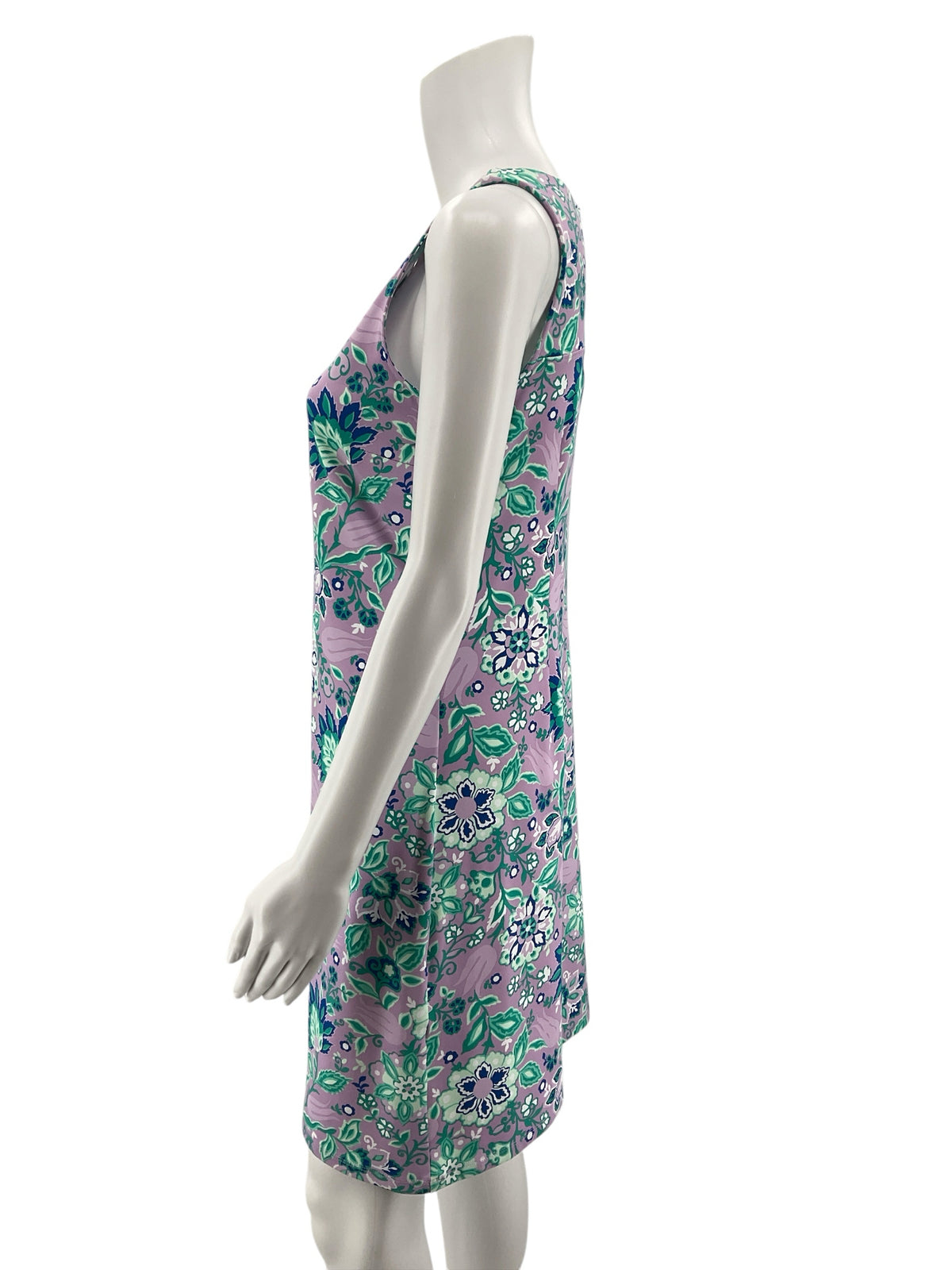 Talbots Petite Floral Keyhole Back Sheath Dress Lavender Green Size Small Petite