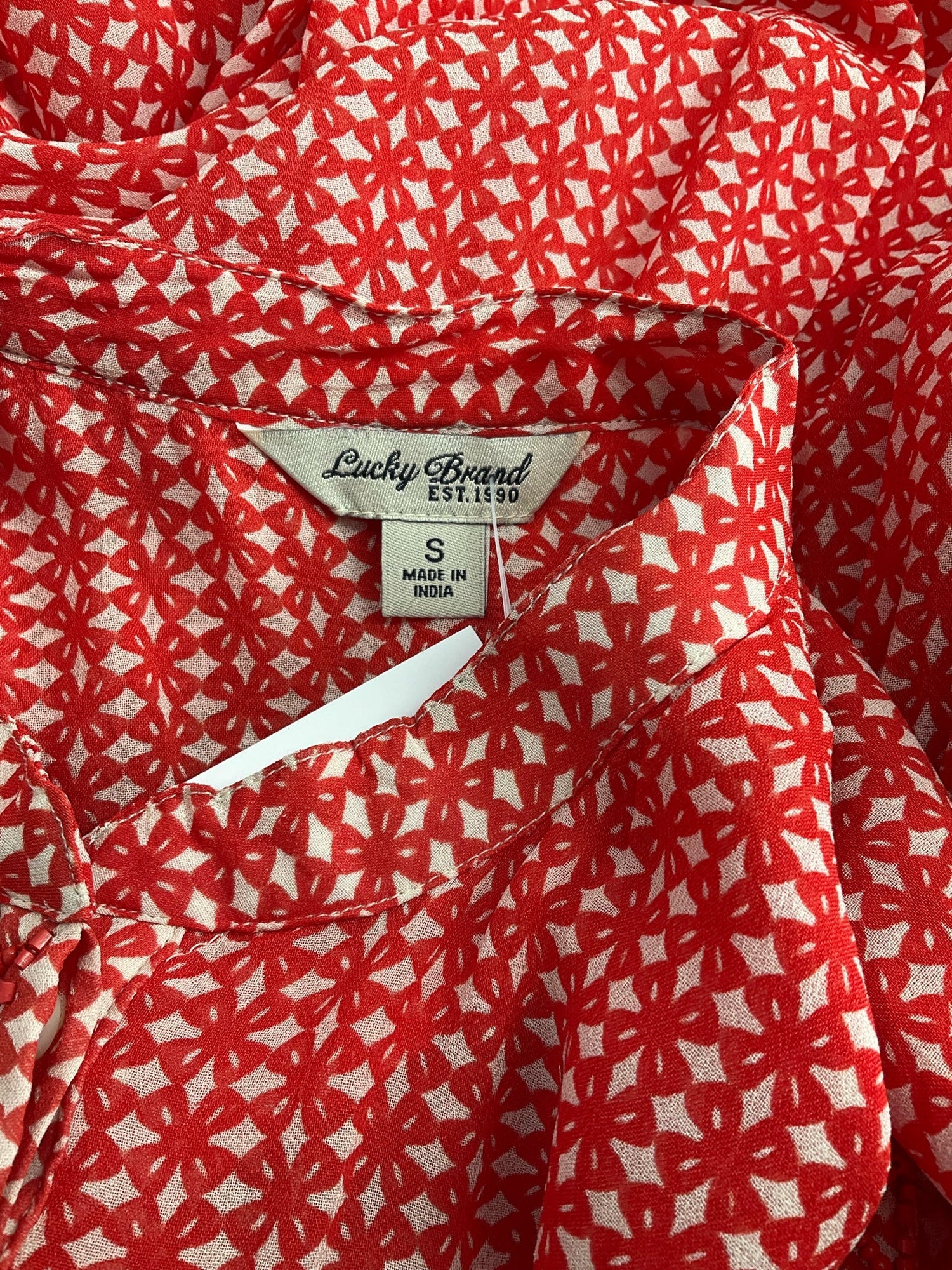 Lucky Brand -  orange/ecru Print Pre-Owned Ladies Casual Top - Size S