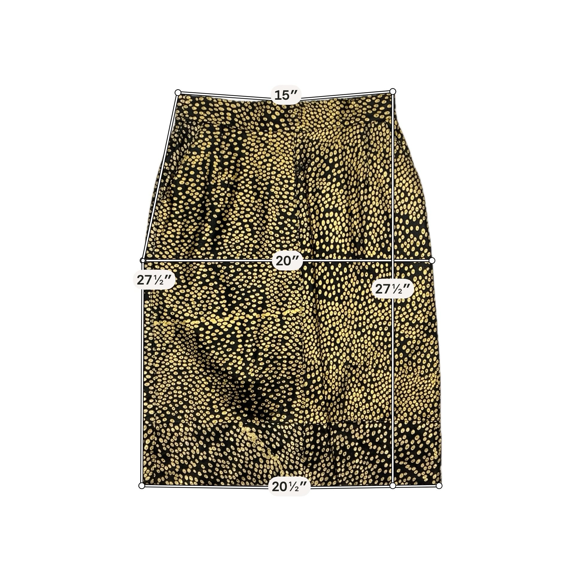 D.R. Jordan Black/Gold Skirt DR Jordan Vintage Black Leather Skirt Gold Foil Polka Dot Size 6 - Size 6