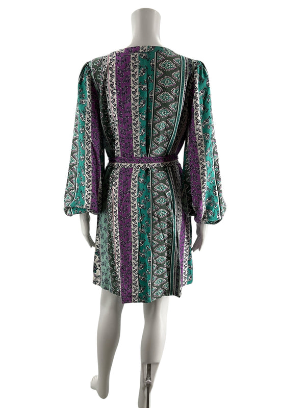 Loft Green/Purple/White Floral Pre-Owned Ladies New With Tags Dress - Size 6