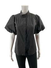 Frame Black Short Sleeve Voluminous Puff Sleeve Poplin Shirt Black Size Small - Size S