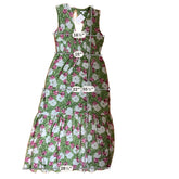 bar III green/pink Maxi Green & Pink Floral Pleated Chiffon Maxi Dress XL - Size XL