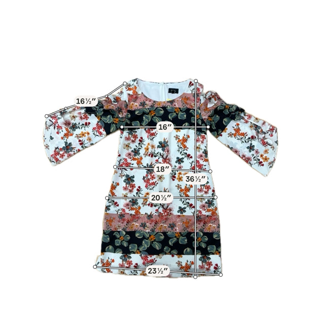 MSK Floral Cold Shoulder Tie-Sleeve Shift Dress Size Medium
