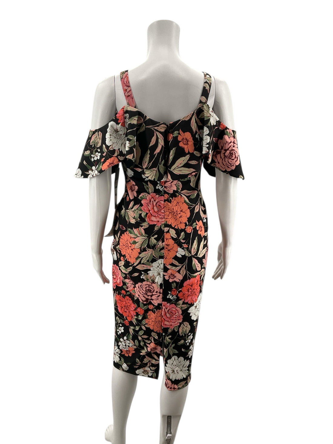 Rachel Roy Black/Orange/Green Floral Pre-Owned Ladies New With Tags Dress - Size Small
