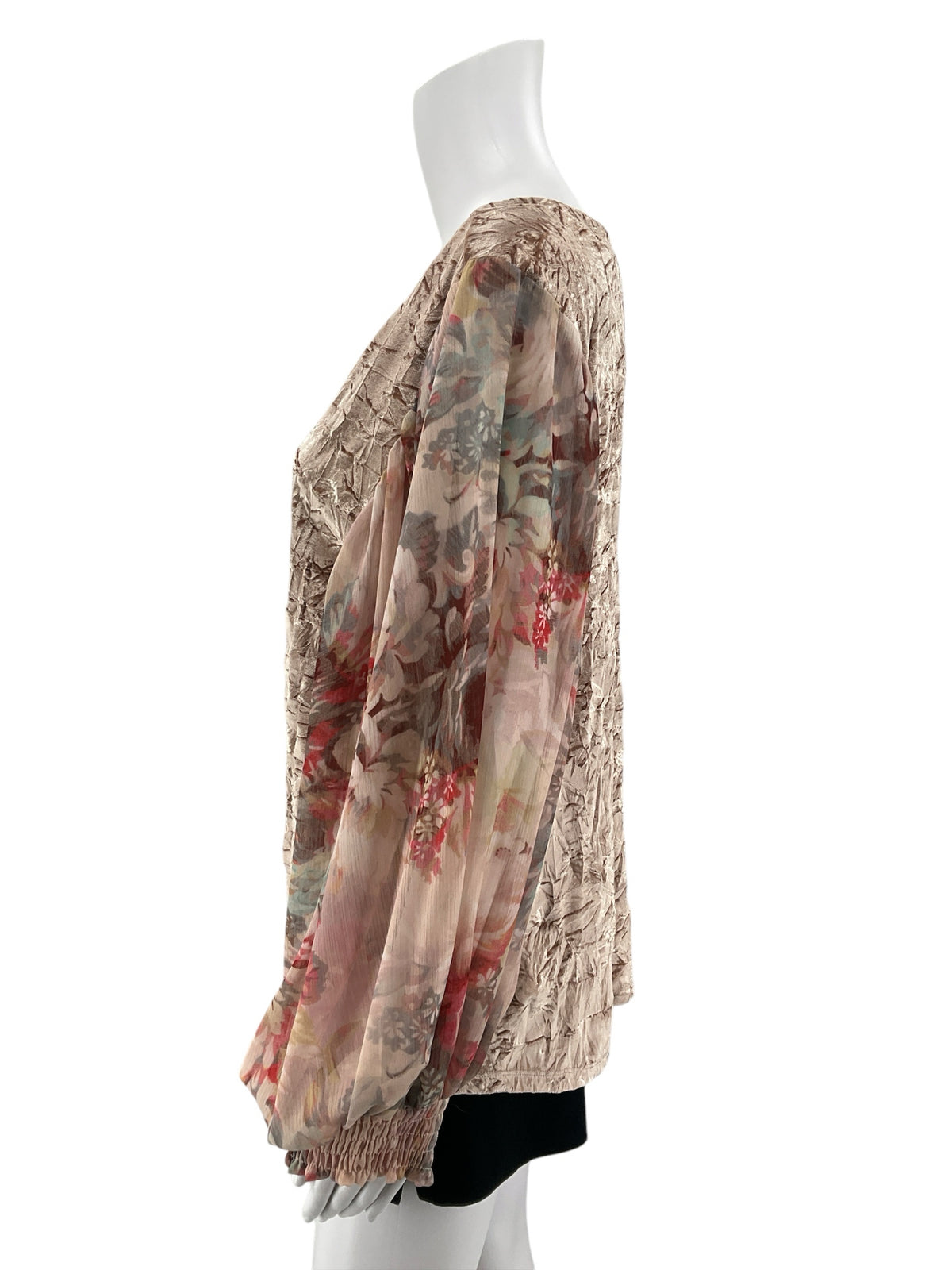 Meadow Rue Velvet &amp;amp; Sheer Floral Sleeve Blouse | Size Large - ONLINE ONLY