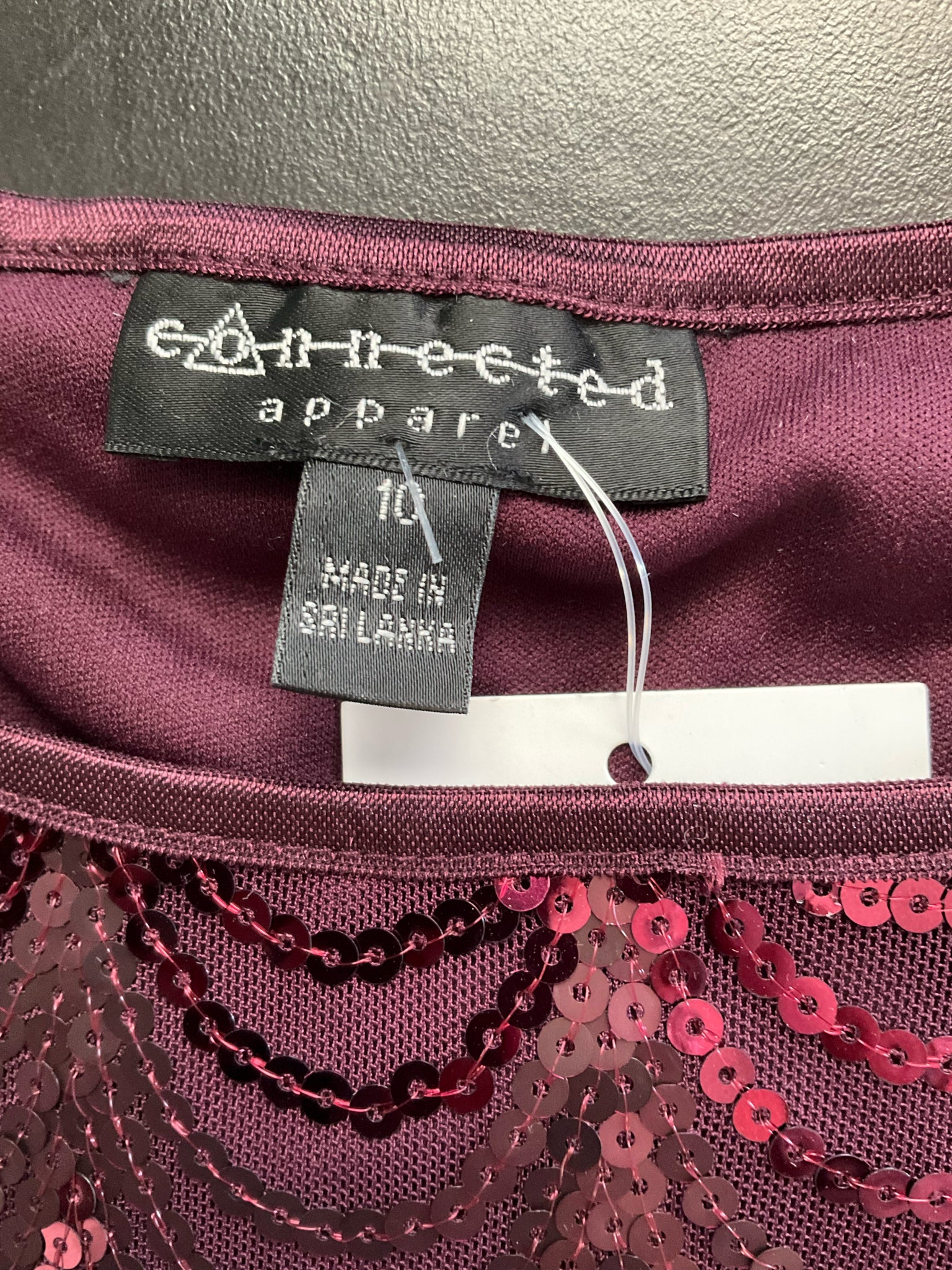 Connected Maroon Sequins Pre-Owned Ladies Dress - Size 10
