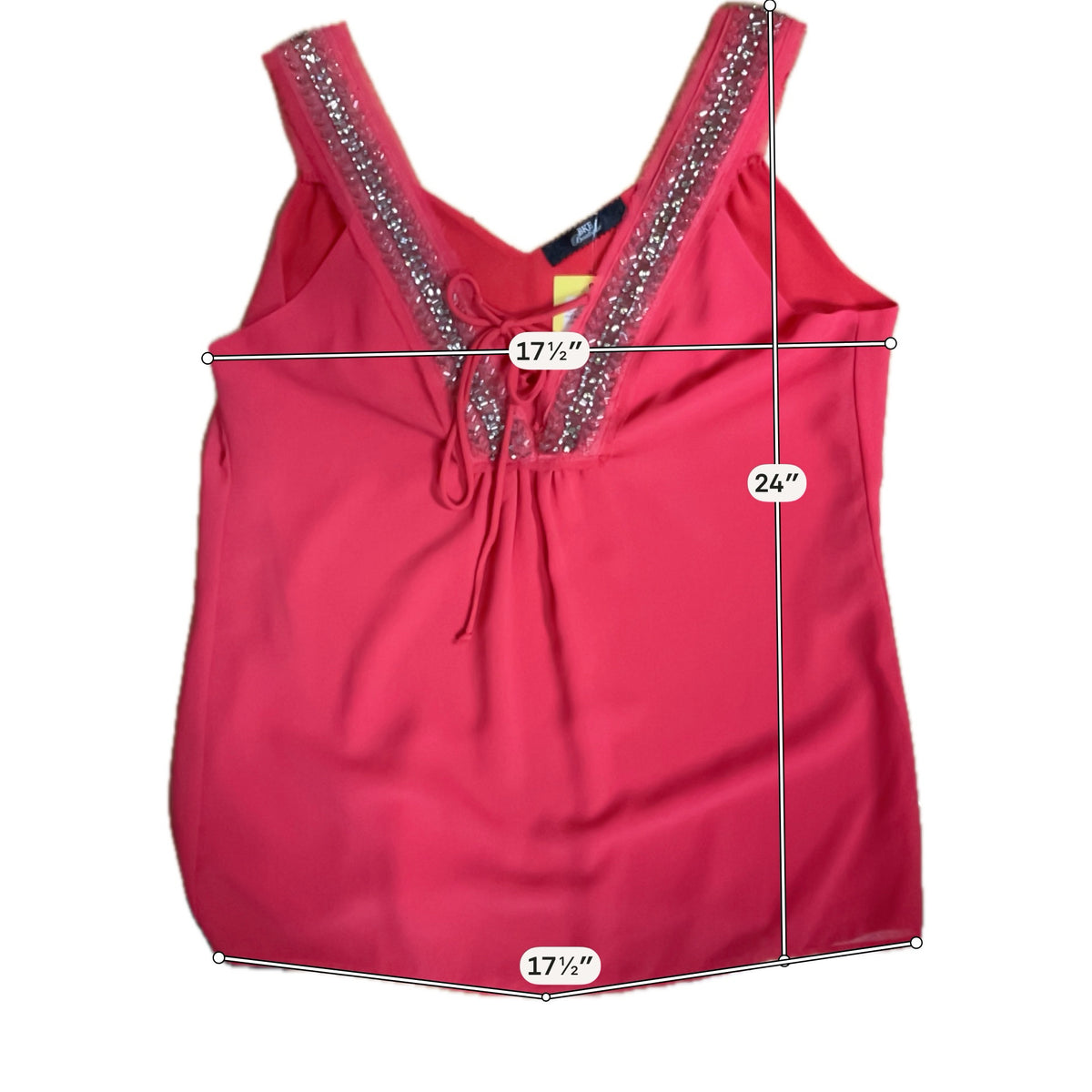 BKE Boutique Coral Embellished V-Neck Tie Front Tank Top Size Small - ONLINE ONLY