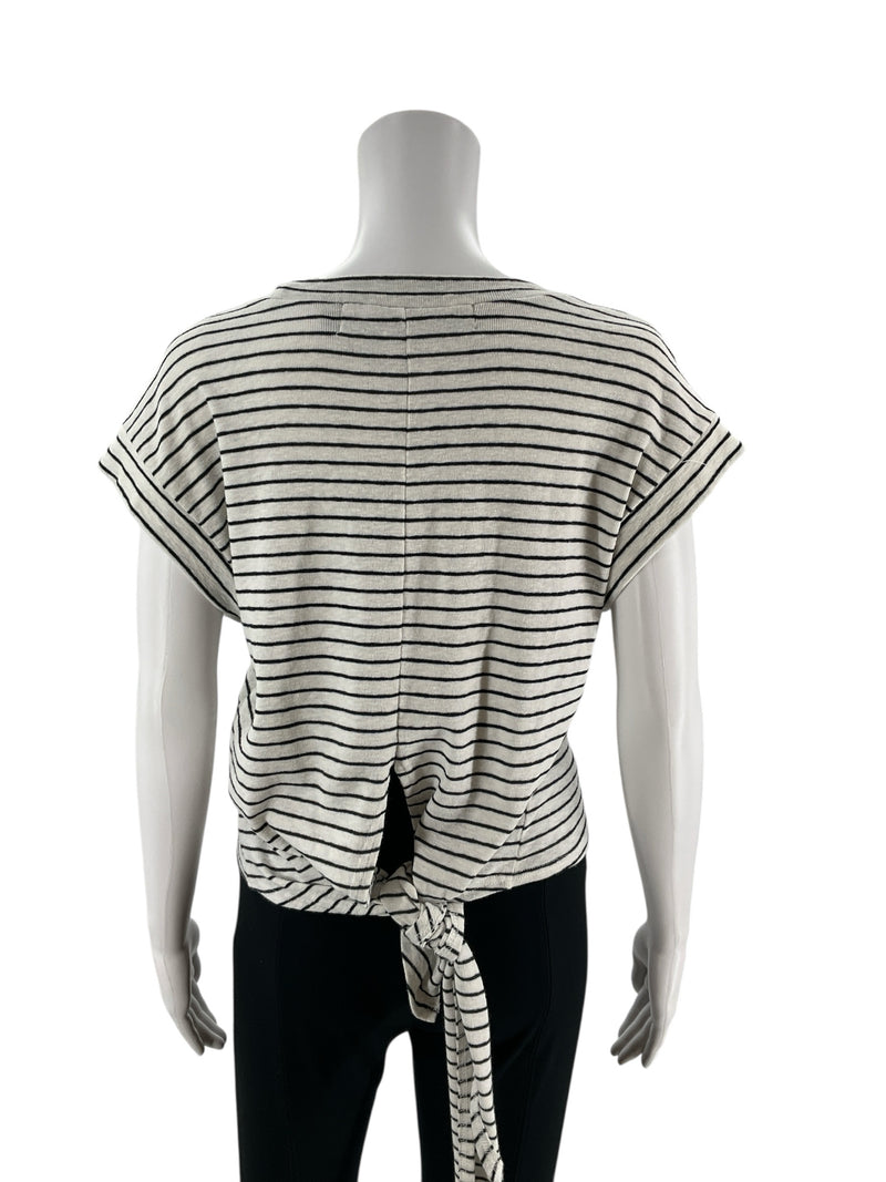 Code Mode White/Black Stripe Pre-Owned Ladies Top - Size Large - Margaret’s Fine Consignment