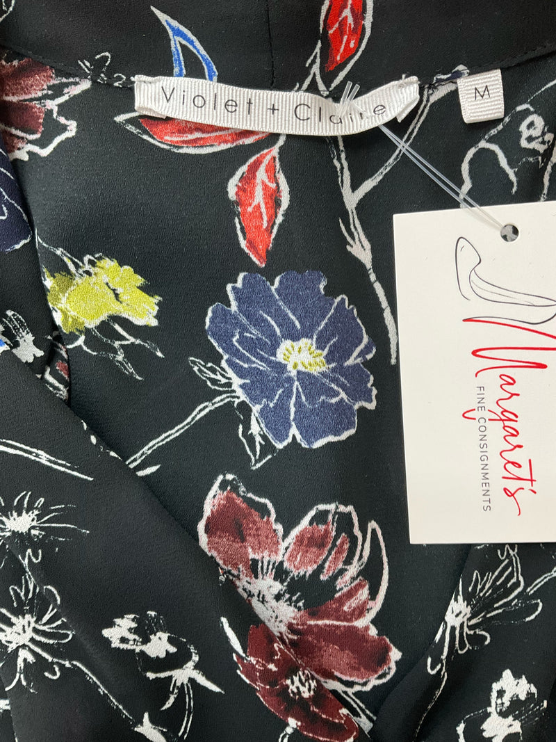 Violet & Claire Black/Multi Floral Pre-Owned Top - Size Medium
