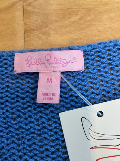 Lilly Pulitzer Melody Sweater Blue Cotton Scoop Neck Pullover Size Medium
