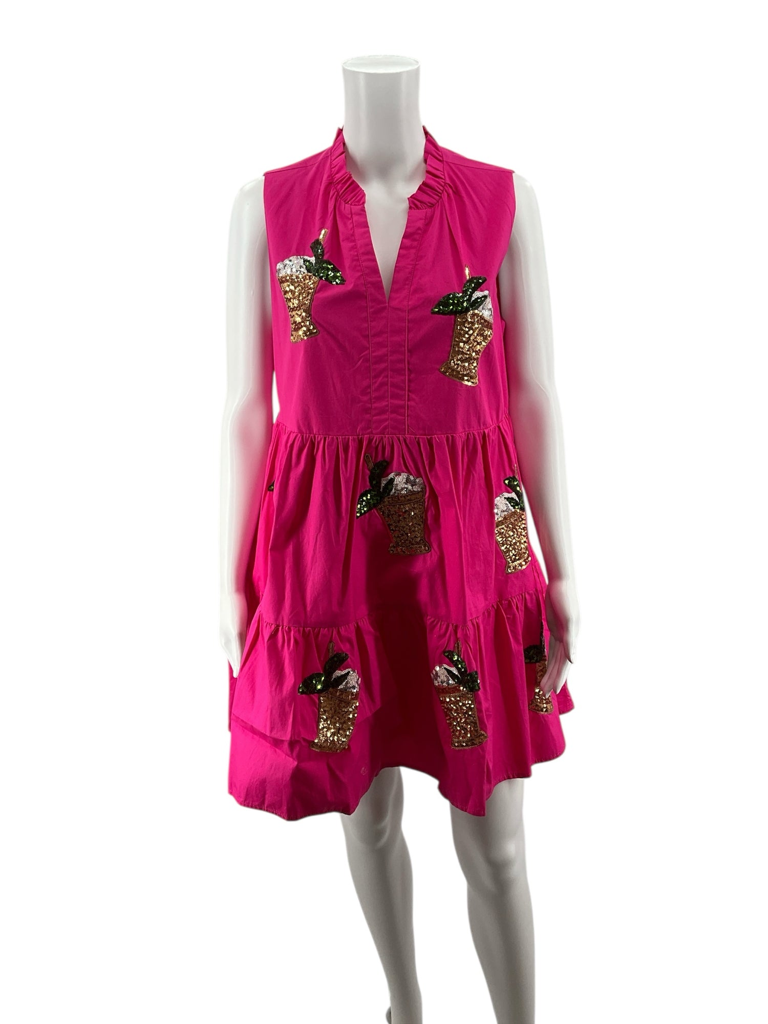 Peach Love Pink Sequins Pre-Owned Ladies Dress - Size Medium