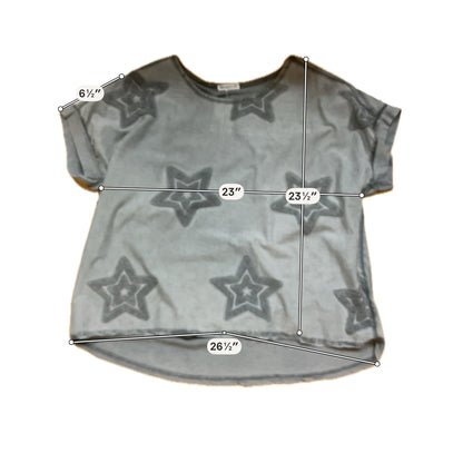 New Collection Italian Made Gray Star Appliqué Dolman Sleeve Top M/L
