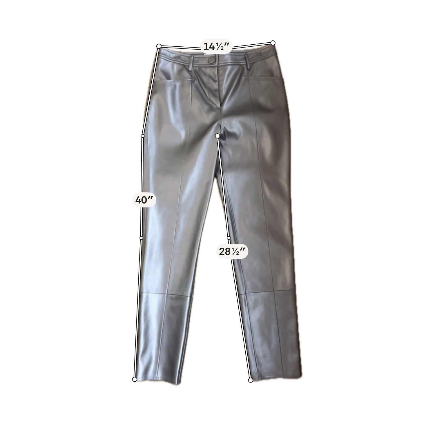 Milly Gold Pant Metallic Pewter Faux Leather Cropped Ankle Pants Size 28 - Size 6