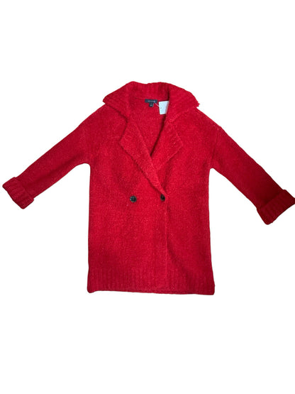 Ann Taylor Boucle Double Breasted Sweater Coatigan Red Size Medium