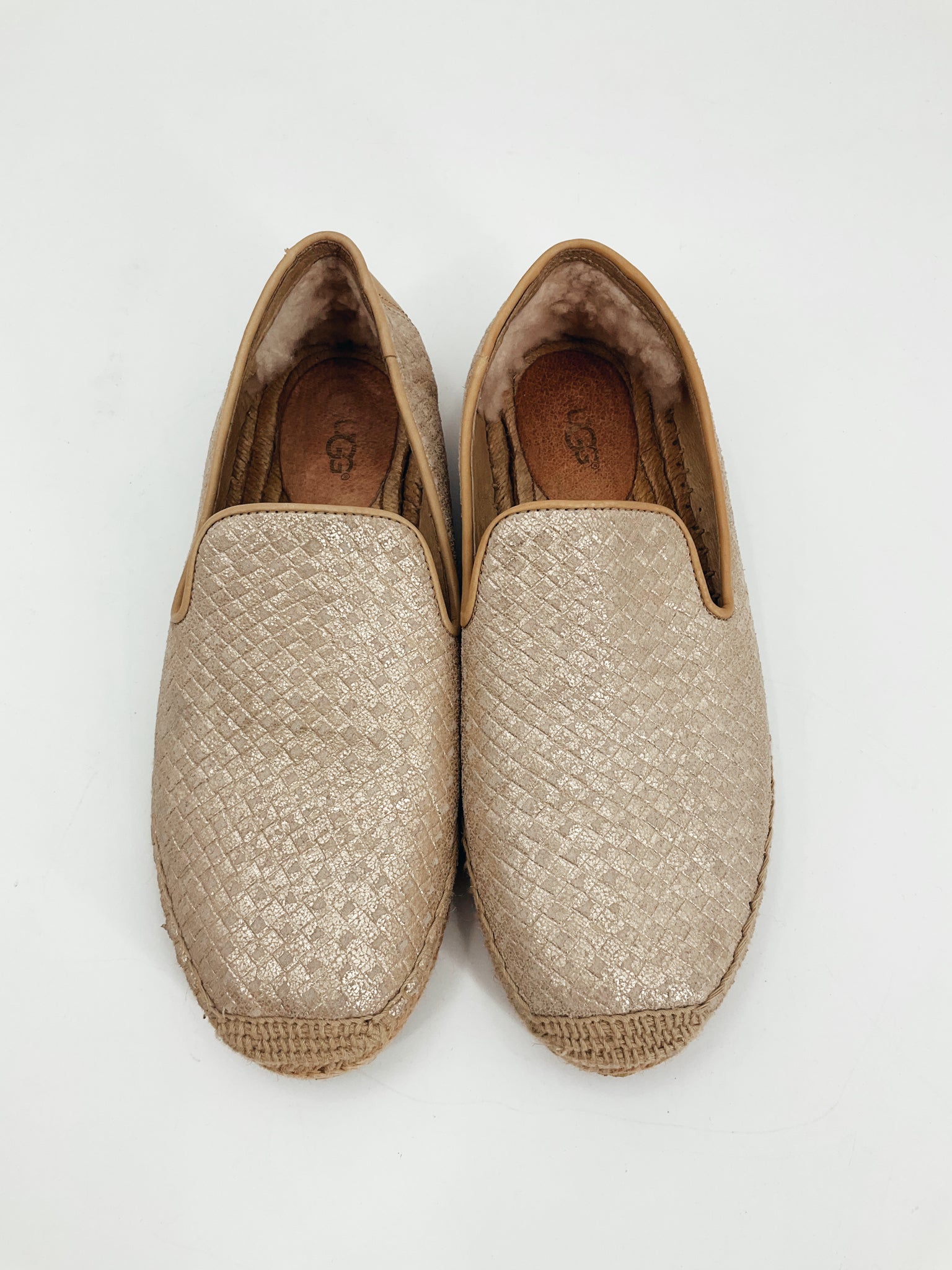 Ugg Tan Woven Pre-Owned Ladies Slip On - Size 7 - Margaret’s Fine Consignment