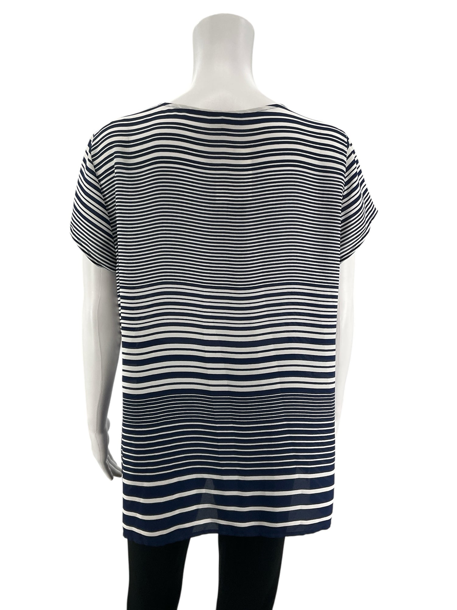 The Limited white/navy Short Sleeve Navy White Striped High-Low Tunic Top Size Large NWT - Size L