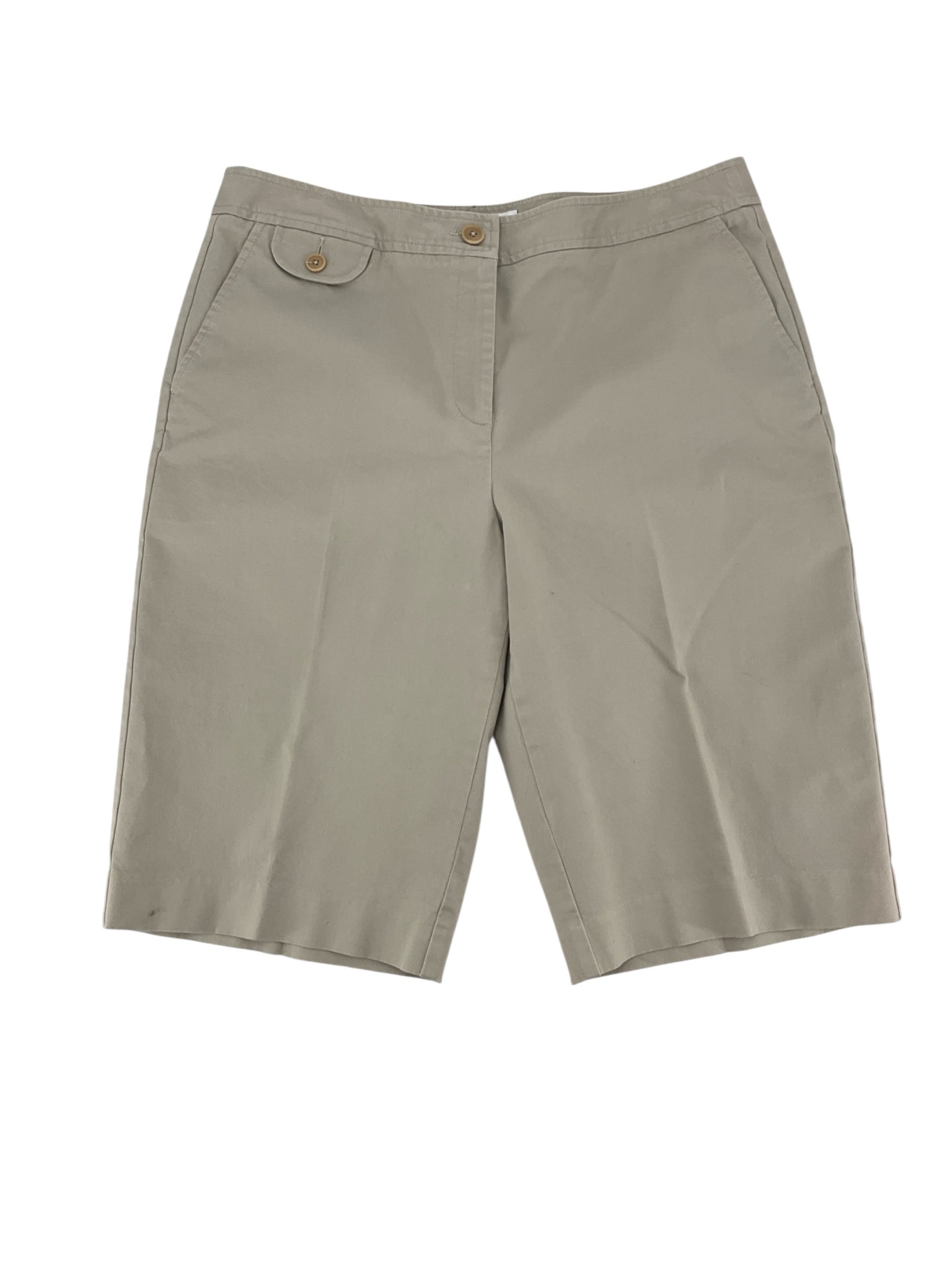 Talbots Stretch Bermuda Shorts Womens Size 12 Khaki Cotton Blend Classic