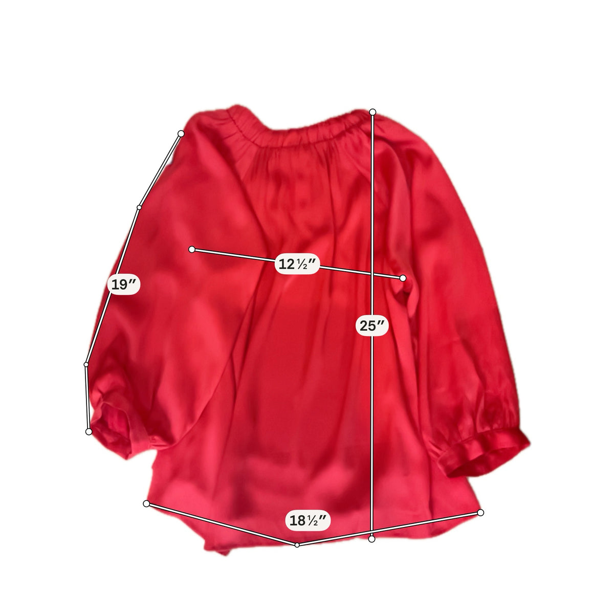 Jade Melody Tam Red Crinkle Crepe Bishop Sleeve Blouse | Size XL - ONLINE ONLY