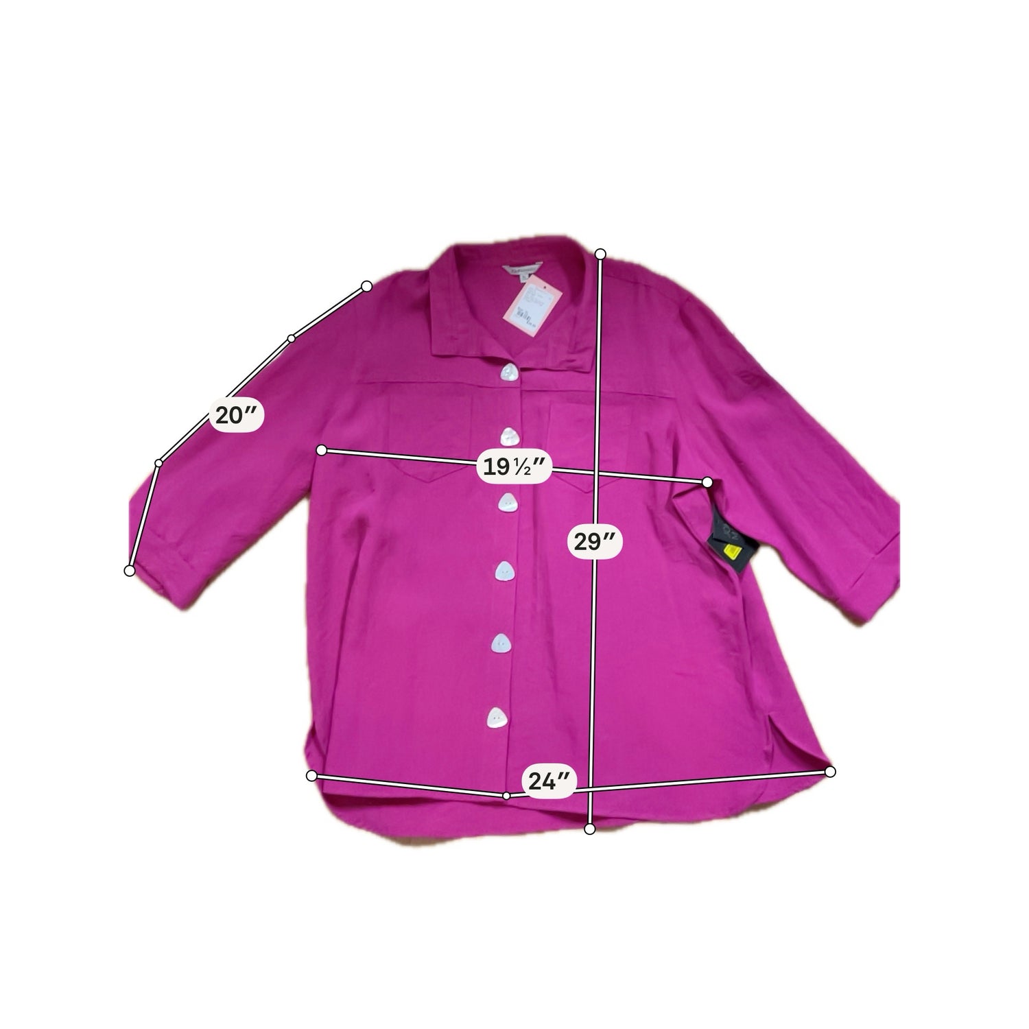 John Mark Fuchsia Pink Oversized Tunic Blouse Top Size XL NWT