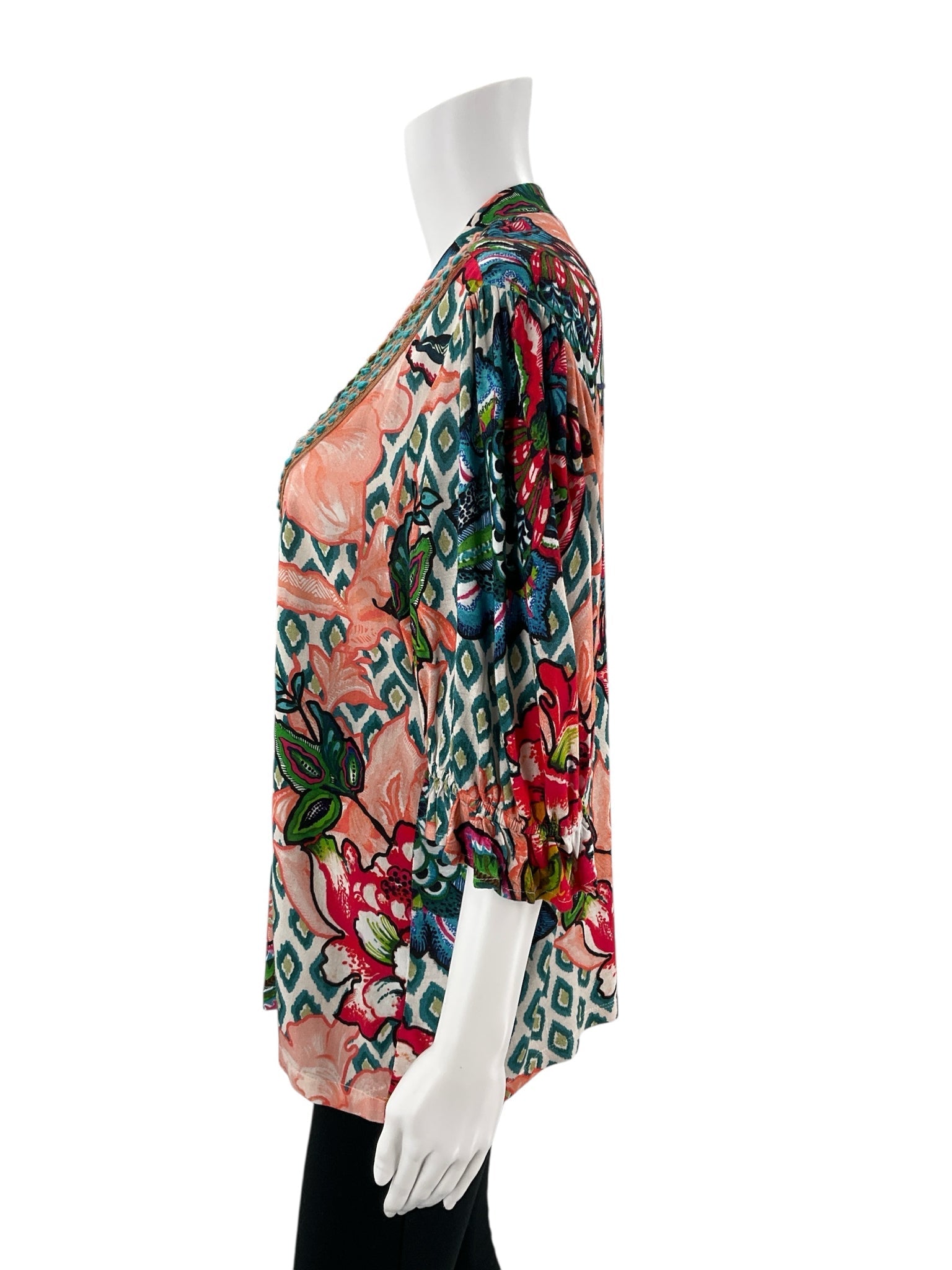 Blank London Peach/Blue/Pink/Green Floral Pre-Owned Top - Size Large - Margaret’s Fine Consignment