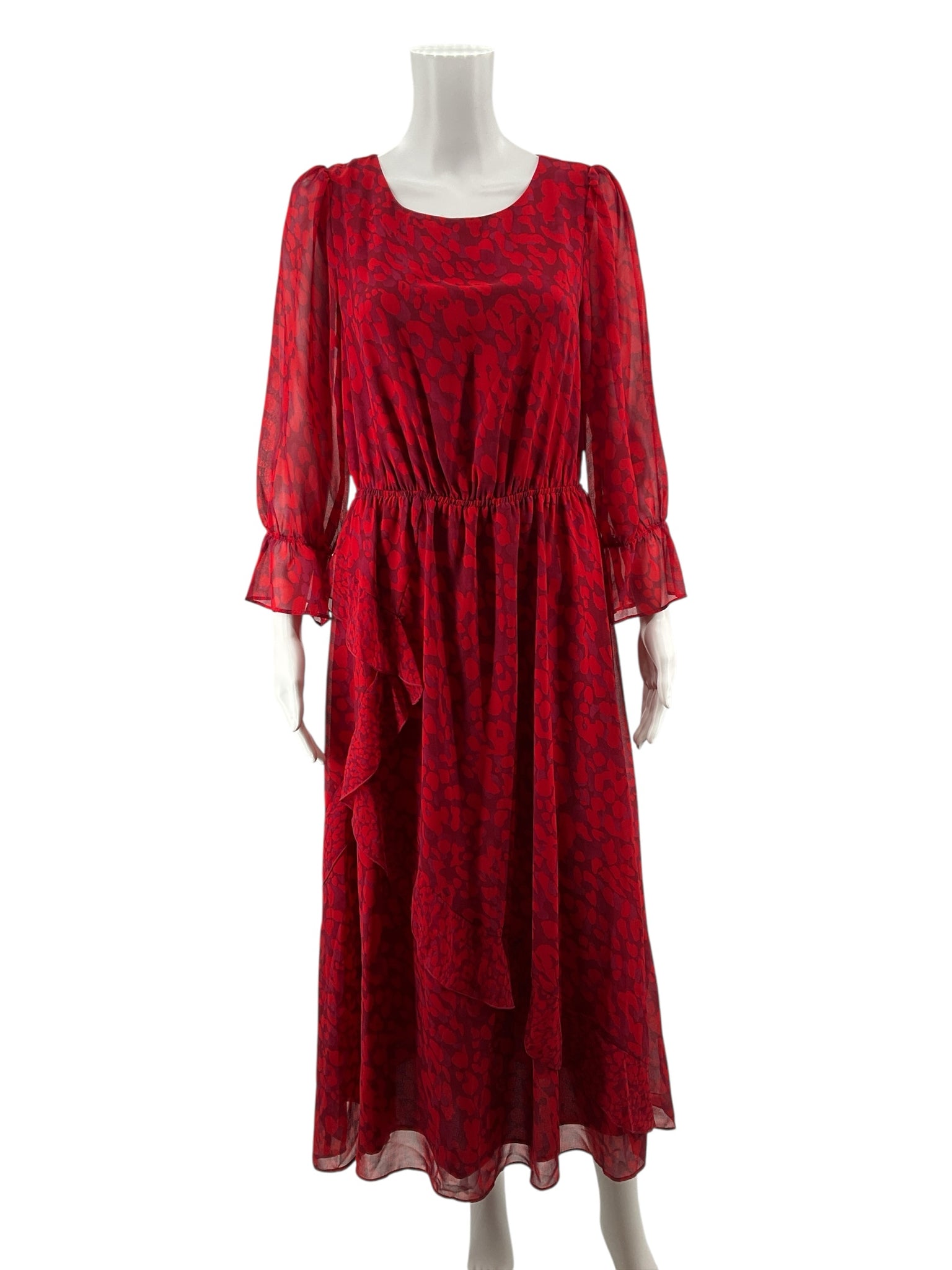 Gibson Latimer Red/Maroon Print Pre-Owned Ladies Dress - Size Small