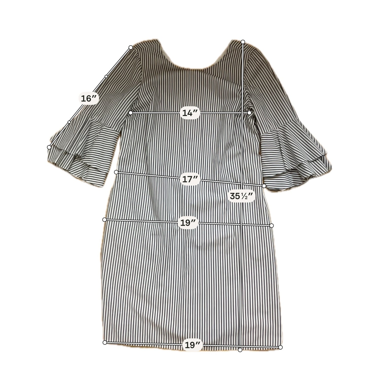 cappagallo Size 6 gray/white Stripe Pre-Owned Ladies Dress
