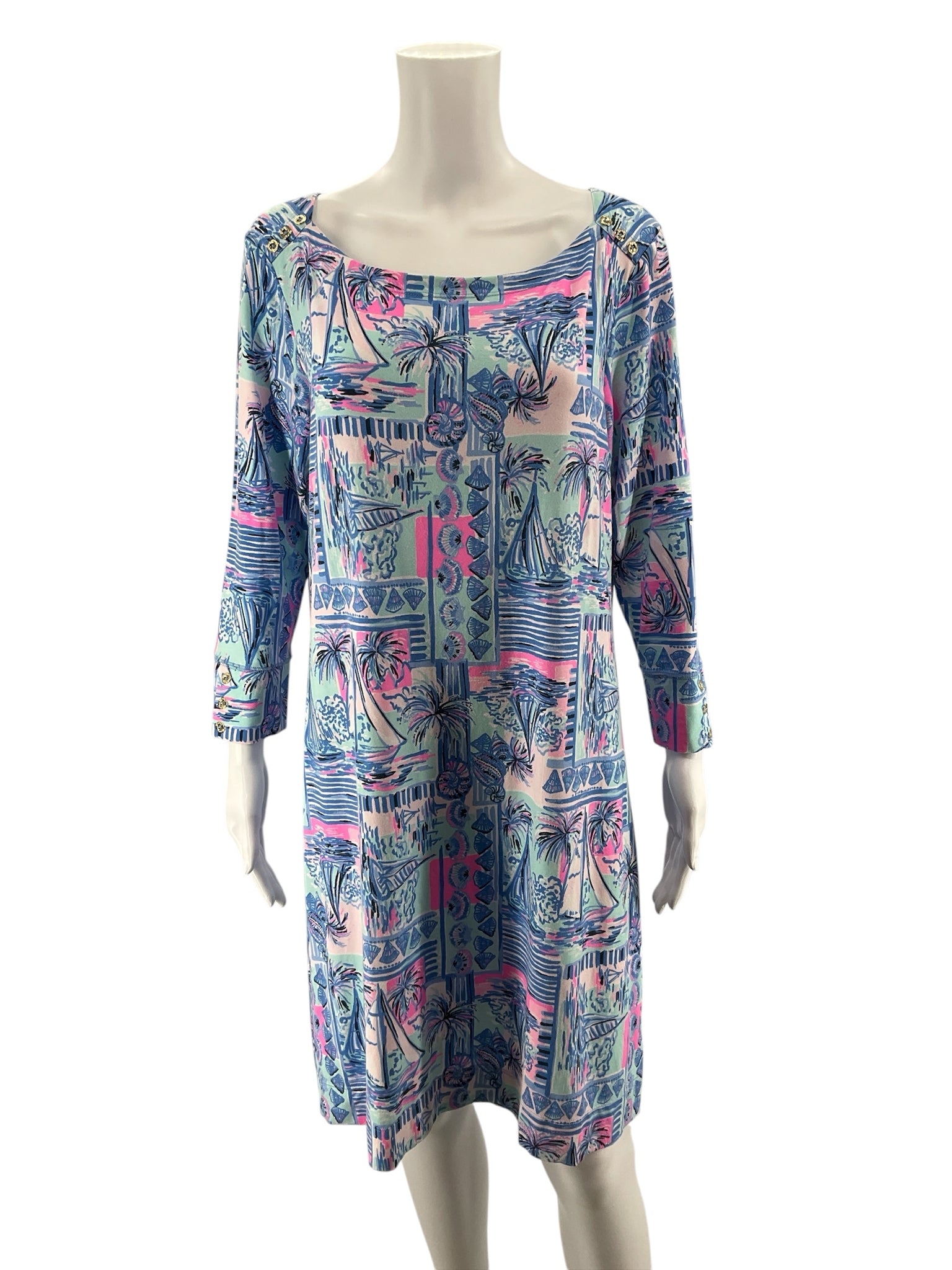 Lilly Pulitzer Sophie Dress XL You Gotta Regatta Sailboat Print