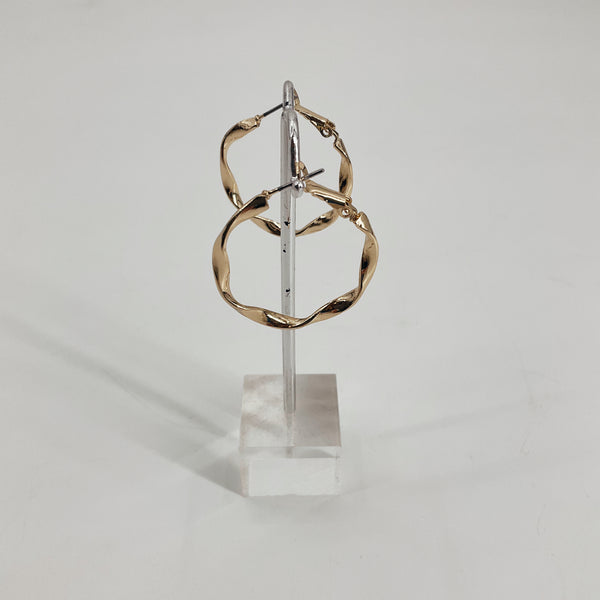 Pre-owned Gold-Tone Twisted Hoop Earrings - 1.75" Diameter