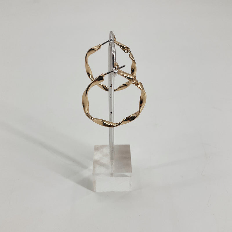 Pre-owned Gold-Tone Twisted Hoop Earrings - 1.75" Diameter