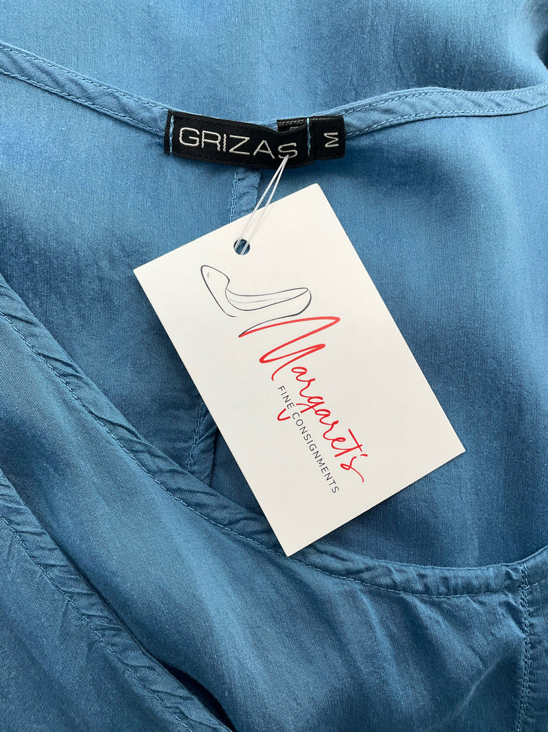 Grizas Blue Solid Pre-Owned Ladies Dress - Size Medium
