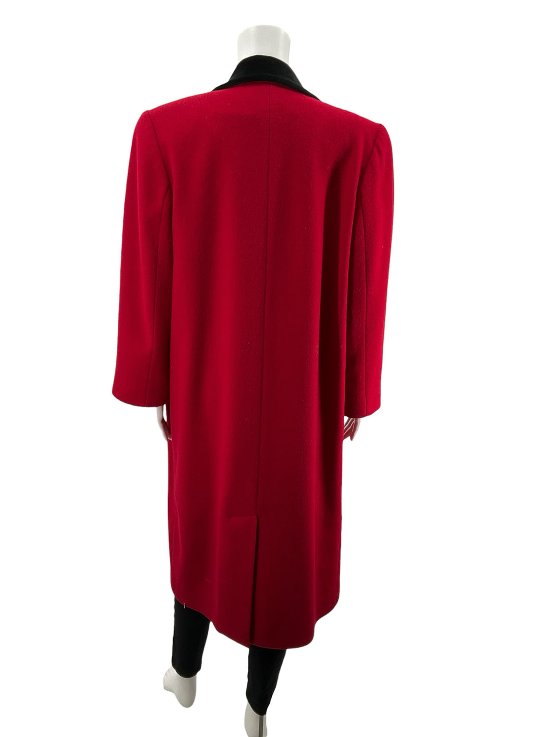 Harve Benard by Bernard Holtzman red/black Maxi Coat, Overcoat, Chesterfield, Double Breasted Vintage Harve Benard Red Wool Maxi Coat Black Velvet Collar Saks USA Sz 4 - Size 4