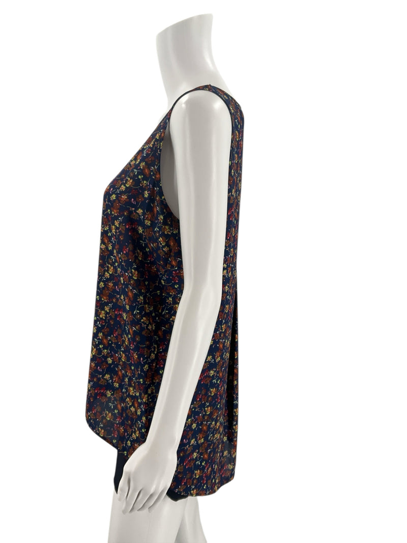Everleigh Navy/Brown Floral Pre-Owned Ladies Top - Size Small - Margaret’s Fine Consignment