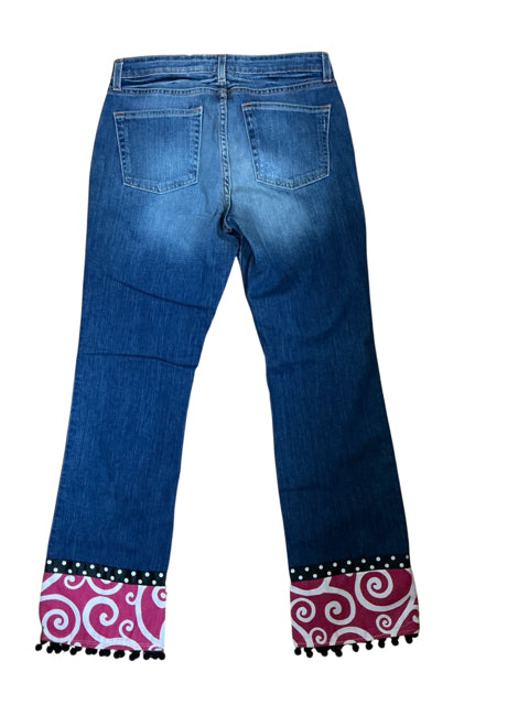 Gap Jeans Womens 10 Regular Boot Cut Upcycled Custom Cuff Y2K Pink Swirl Pre-Owned