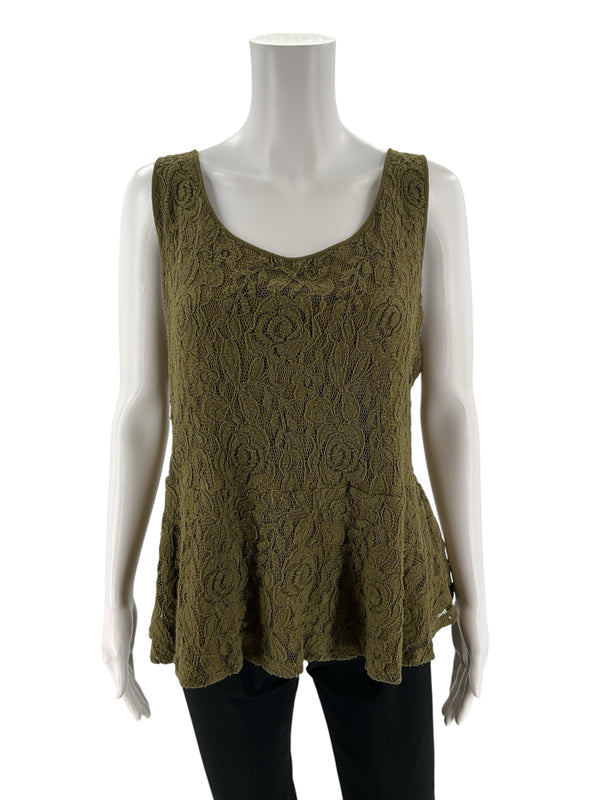 Loft Olive Lace Pre-Owned Ladies Top - Size XL