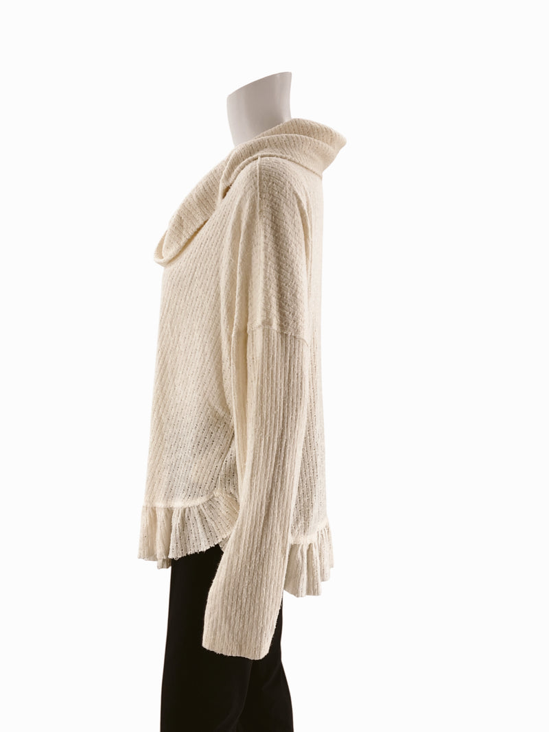Maeve Cream Solid Pre-Owned Ladies Top - Size Medium