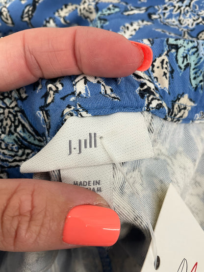 J.Jill Floral Border-Print Rayon Shorts Blue White Size Medium