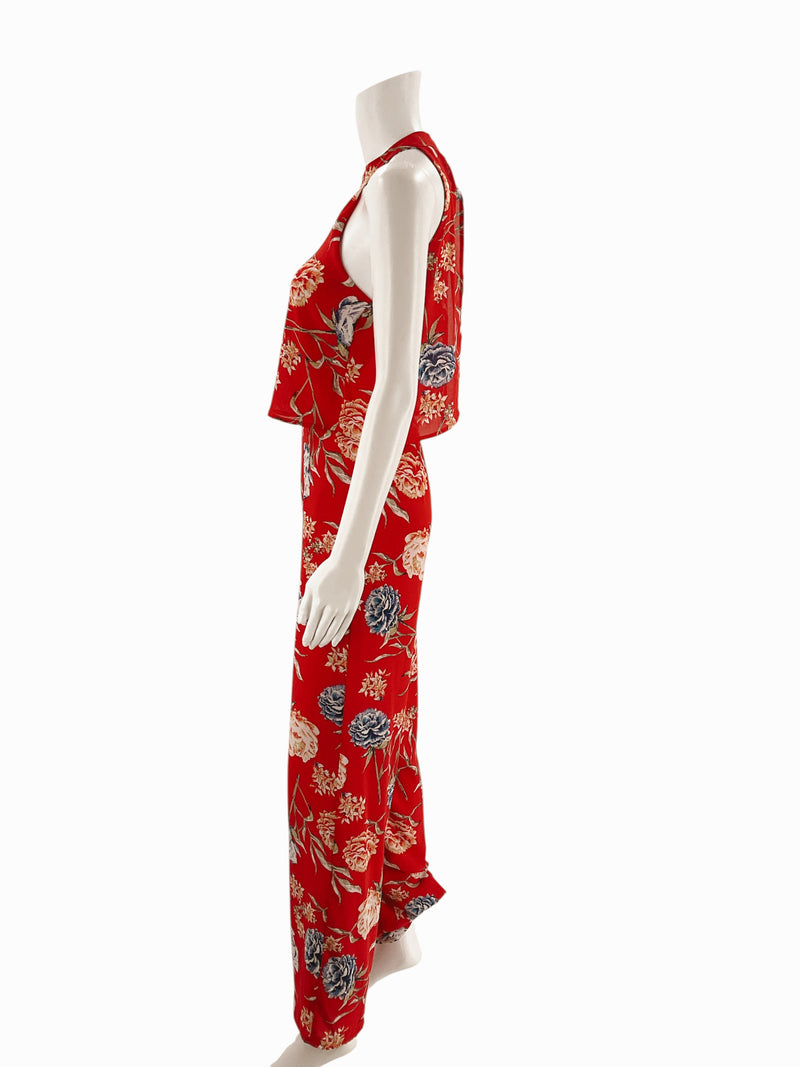 Romeo & Juliet Coral/Multi Floral Pre-Owned Ladies Jumpsuit - Size XS