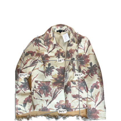 Ellen Tracy Floral Print Art to Wear Open Front Jacket Size 18