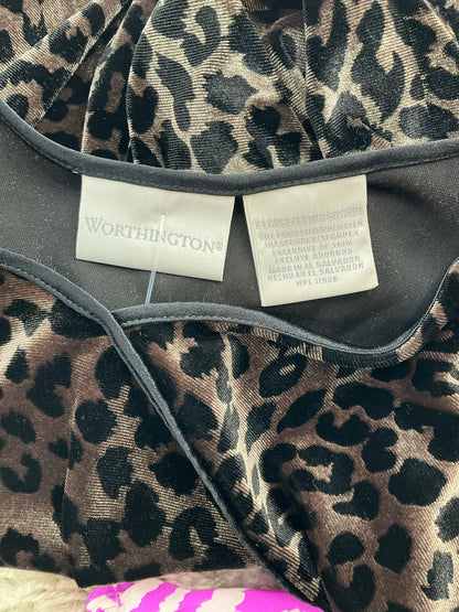 Worthington - brown/black Cheetah Pre-Owned Ladies Casual Top - Size XL