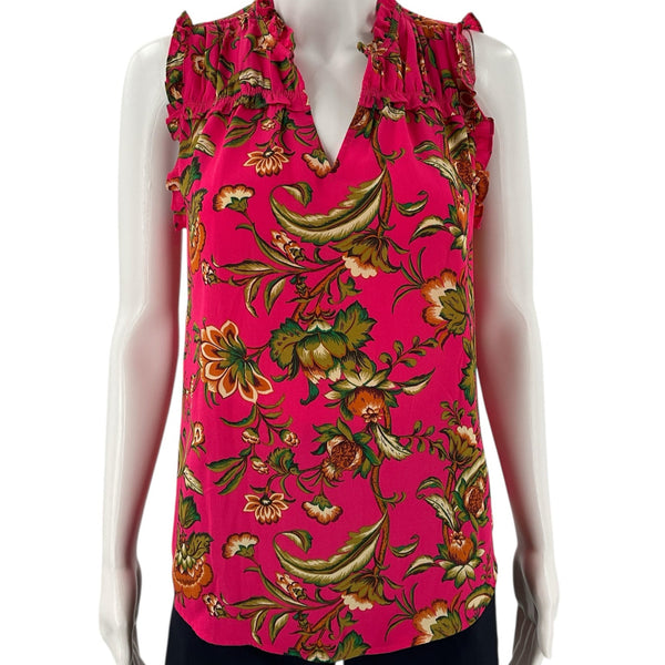 Rachel Roy Pink/Green Floral Pre-Owned Ladies Casual Top - Size XS - Margaret’s Fine Consignment