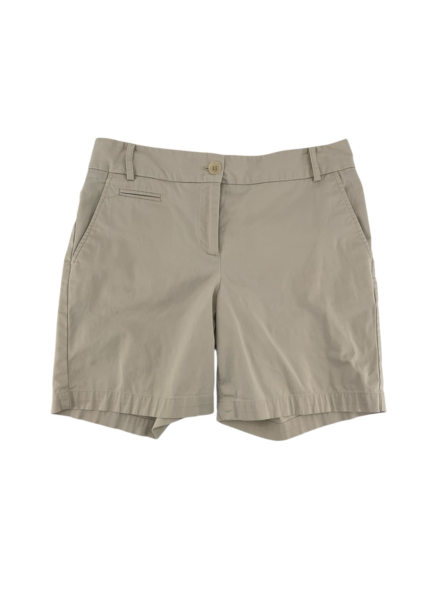 Talbots Khaki Chino, Mid Rise, Walking Shorts Size 2 Khaki Solid Shorts - Size 2