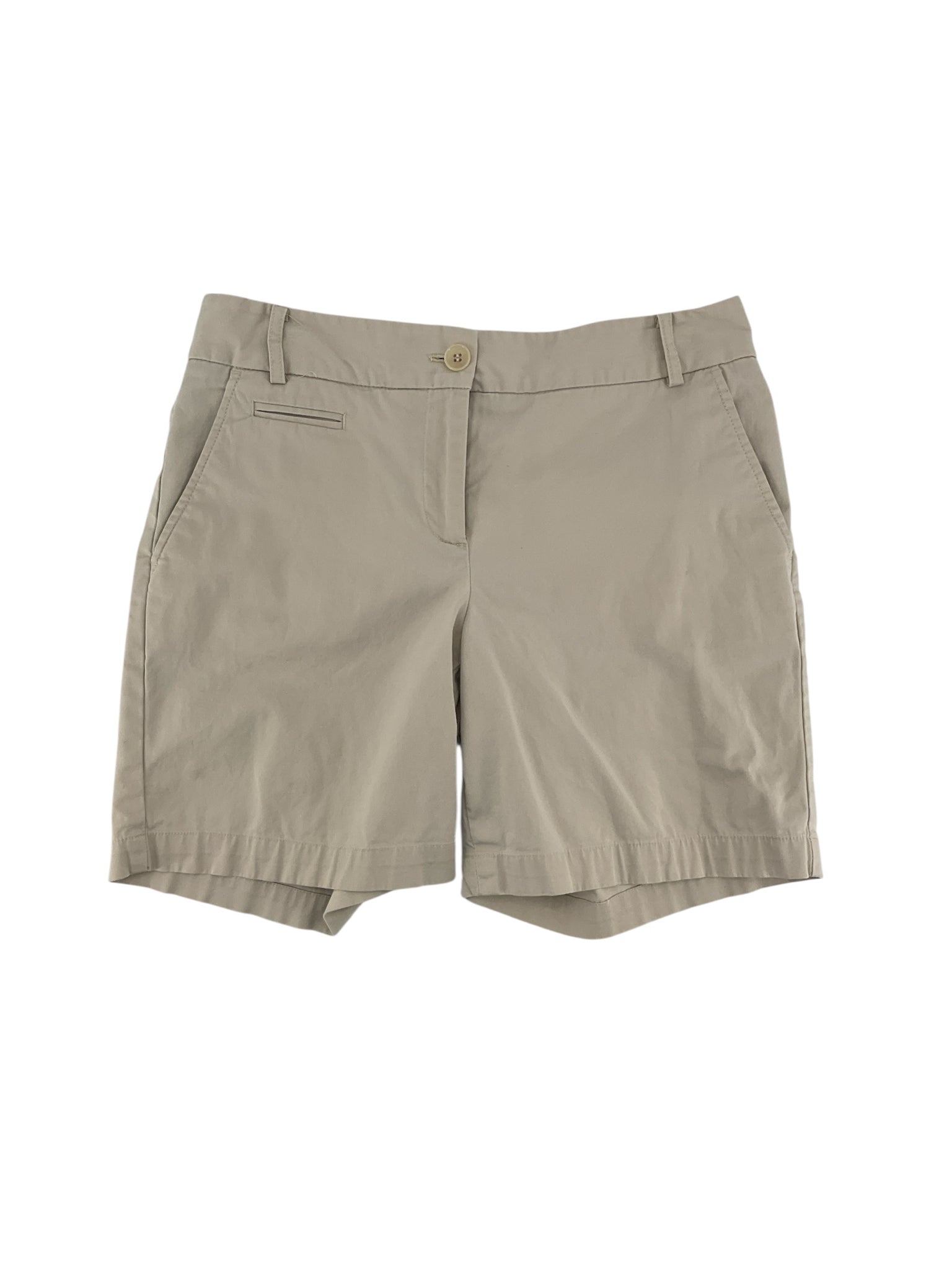 Talbots Khaki Chino, Mid Rise, Walking Shorts Size 2 Khaki Solid Shorts - Size 2